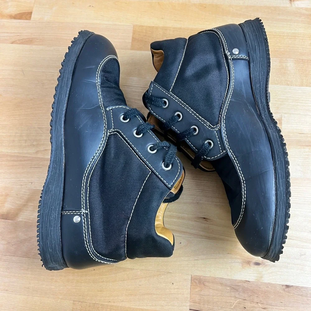 Hogan Black Leather Canvas Lace Up Ankle Boots Italian Designer Shoes‎ Size 39
